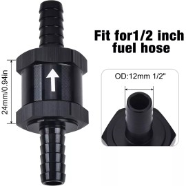 LokoCar 1/2" Fuel Check Valve One Way Inline Non Return Diesel Gasoline 12mm OD