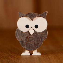 Staboos Decorative Owl Figures 35 mm - Owl Decoration Made of Sustainable European Wood - Unique Decorative Owl in Gift Packaging - Cute Wooden Owl
