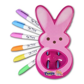 The Eggmazing Egg Decorator - Peeps Bunny - Arts and Craft Set Includes 6 Colorful Quick Drying, Non-Toxic Markers - Pink - Packaging May Vary