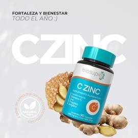 BIOSUPLE Vitamina C con Zinc y Propóleo 90 Cápsulas | Fórmula con Equinácea, Acerola, Jengibre y Vitamina D3 | Suplemento Alimenticio Diario