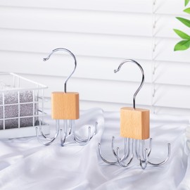 ELONG HOME Belt Organizer, Wooden Block Belt Hanger Closet Organizers and Storage, Belt Rack with 6 Hooks, 4 Pack Tie Hangers