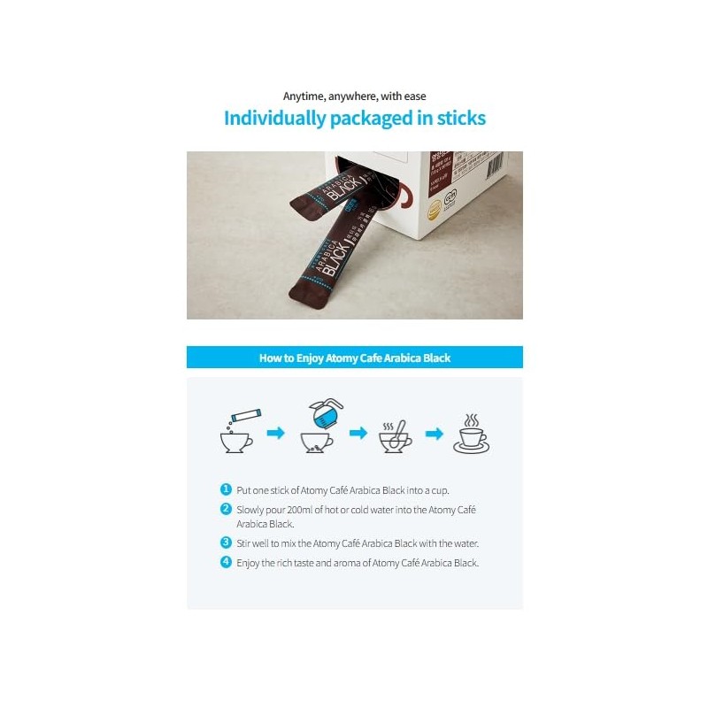 Atomy Arabica Black Instant Coffee Mini – 70 Sticks |