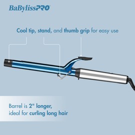 BaBylissPRO BaBylissPRO Nano Titanium 1 inch Curling Iron with Extended Barrel, Professional Spring Hair Curler for Medium to Longer Hair Types