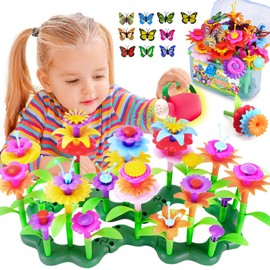 FUNZBO 109pcs Flower Garden Building Toy Set - Christmas Spring Toys for 3 4 5 6 7 Years Old Girl, STEM Montessori Educational Toy for Kid Toddler, Sorting & Stacking Building Block Birthday Gift