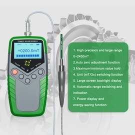 Gauss Meter Tesla Magneto Meter 0-2400mT, Magnetic Field Strength & N/S Recognition Function, ±2% Accuracy for Factories, Workshops