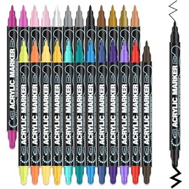 Acrylic Paint Markers, 24 Colors Paint Pens Acrylic Markers, Dual Tip with Dot & Fine Point for Rock Painting, Wood, Canvas, Glass, Stone, Ceramic– Art Supplies & Craft Supplies.