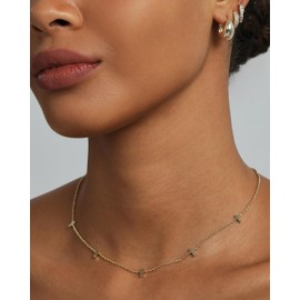 PAVOI 14K Gold Plated Cross Necklace for Women - Lobster Clasp Chain Fashion Jewelry, 16"+2", White Gold, No Gemstone