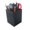 KINGFOM PU Leather Square Pens Pencils Holder Cup Desktop Stationery