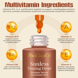 Sunless Tanning Drops To Drink,Drinkable Sunless Tanning Drops,Oral Drink Moisturizing Bronzing Tanner for Face & Body,Sun-Kissed Glow for All Skin