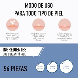 Dots Parches Para Acné - 56 Piezas (8mm/10mm/12mm) Resistentes Al Agua, Tratamiento Hidrocoloide De Imperfecciones Con Centella Asiatica Para ElCuidad