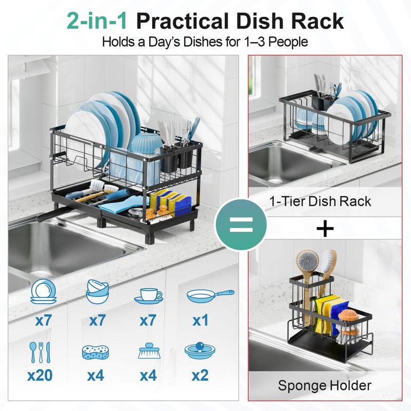 GSlife Large Dish Drying Rack - 2 Tier Dish Rack