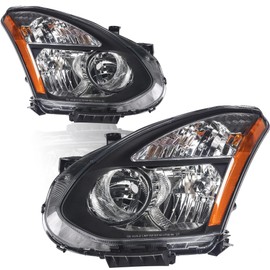 Headlights Assembly Compatible with 2008-2013 Nissan Rogue 2014-2015 Rogue Select,Halogen Headlights Driver & Passenger Side, Black Housing