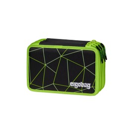 ergobag Maxi Pencil Case Set, 40 Pieces, Lyra Colouring and Felt Tip Pens, Change Compartment, Ruler, Scissors CyBär Race - Black