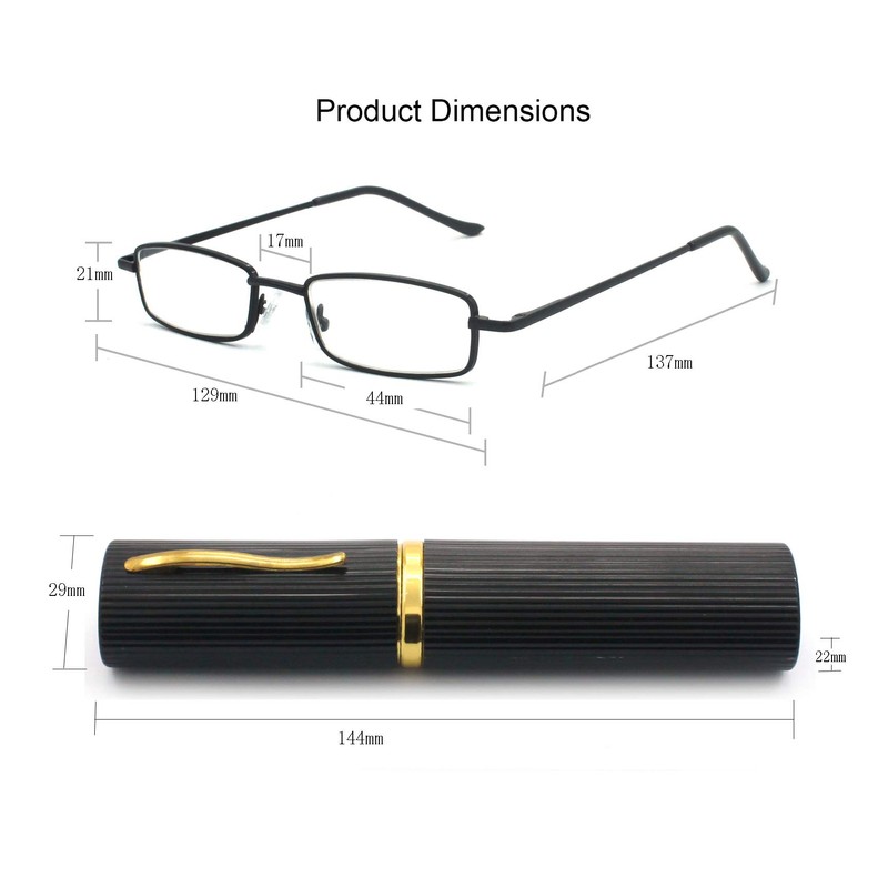 EYE ZOOM 4 Pack Compact Slim Metal Reading Glasses with