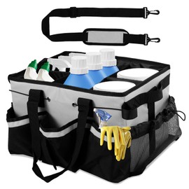 Wearable Cleaning Caddy Bag, Large Cleaning Supplies Organizer with Handle and Adjustable Strap, Kitchen Caddy Storage Bag with 5 Compartments for Housekeepers, Under Sink and Car Cleaning Organizer