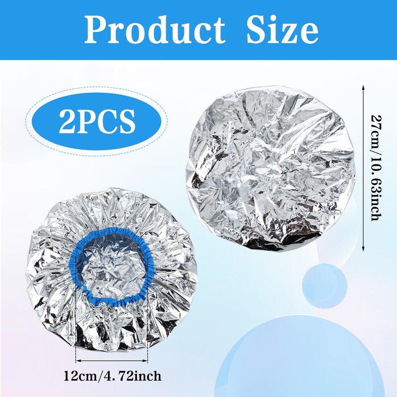 2 Pcs Aluminum Foil Deep Conditioning Hair Cap Reusable Heat