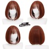 Copper White Bob Wig with Bangs, Short Straight Synthetic Wig