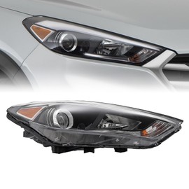 YINZINR Halogen Headlight Black Front Headlamp Assembly w/LED DRL Fits for 2016 2017 2018 Hyundai Tucson, Direct Replacement, US Stock (Right Passenger Side)