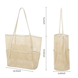 Tainehs Mesh Beach Tote Large Bag 2024 Upgrade for Women with Multiple Pockets for Beach Picnic Vacation Family Travel Swimming Waterproof Pool Bag Travel Essentials