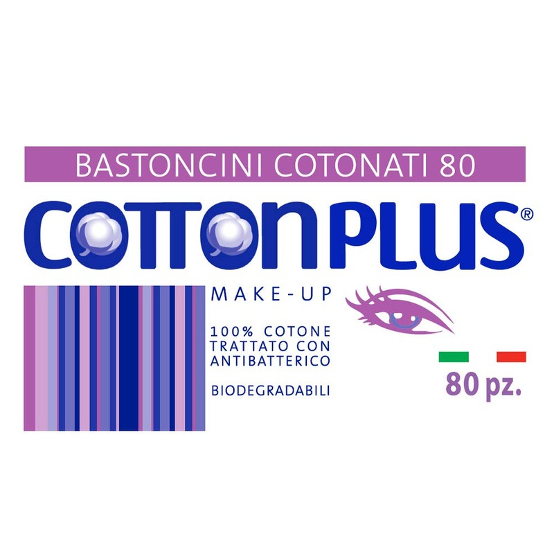 Cotton Plus Make-Up Cotton Sticks, 80 Pieces, Beauty Line, Cotton