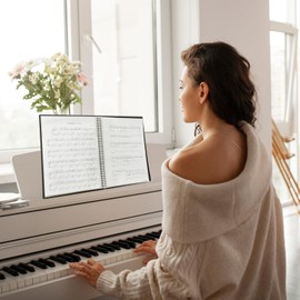 ZUOAIYOOS Sheet Music Folder, Music Notes Paper Folder, Spiral Sheet Music Binder Organizer, Music Folder Blank A4, 40 Sleeves Display 80 Pages Piano Music Folder, Fit 8.5 x 11 inch Paper