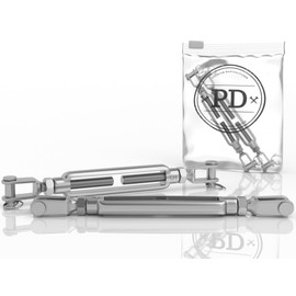 PD® Turnbuckle M5 Stainless Steel A4 (Fork Fork) | Turnbuckle Rustproof | Rope Tensioner with Tension Screw | Tensioning Hook for Awning Attachment, Washing Line & More | Wire Rope Tensioner | Pack of