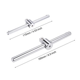 sourcing map 1/4" and 3/8" Drive Sliding Wrench Breaker Bar T-Handle Socket Hand Tool 2pcs