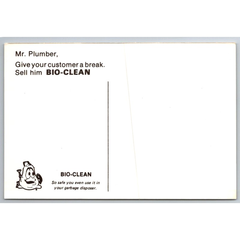 Milwaukee WI Bio-Clean Plumbing Waste Solution Promotional Postcard