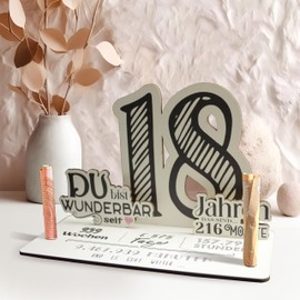 18 Geburtstag - 18 Jahre 3D-Holzkarte | Geldgeschenke, 18 Geburtstag Mädchen, 18 Geburtstag Jungen, 18 Geburtstag, 18. Geburtstag Mädchen, 18 Geburtstag Deko, 18. Geburtstag Jungen