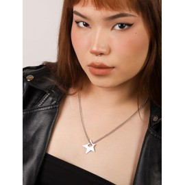 OJERRY Kawaii Cute Hippie Indie Silver Star Pendant Choker Necklaces Grunge Aesthetic Y2K Necklace Chokers Things Summer Essentials Accessories Jewelry for Women Trendy Stuff Gifts