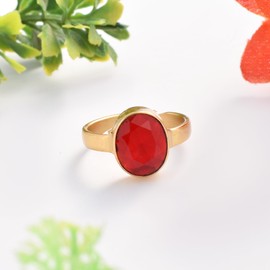 LMDPRAJAPATIS 16.60 Carat Natural Certified Ruby/Manik Birthstone/Astrology/Rashi Ratan Adjustable 22K Gold Plated Ring for Men & Women