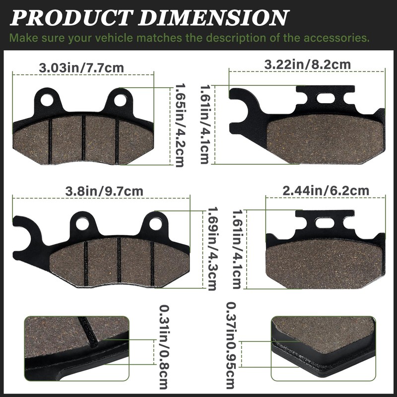 Brake Pads Front and Rear Compatible with Yamaha Rhino 660
