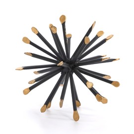 Retrome Black & Gold Sphere Decor, Metal Starburst Table Shelf Decor, Geometric Decorative Objects for Shelves, 3D Spike Decor Sculpture Home Decor Accents, 4.3”