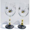Honey Bee Hand Painted Stemmed Wine Glasses Set of 2