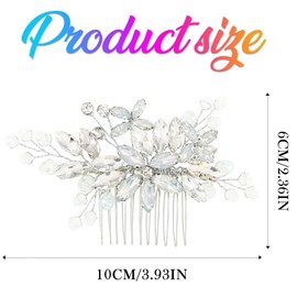 Kisshine Bride Wedding Hair Comb Silver Rhinestone Headpiece Bridal Beads Hair Accessories for Women and Girls