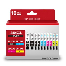 H&BO TOPMAE Compatible Canon 280 281 PGI-280XXL CLI-281XXL Ink Cartridge for Canon Pixma TR8520 TS9120 TS6220 TS6320 TR7520 TS6120 TS8120 TS8220 TS9521C (1BK, 1BK, 1C，1M, 1Y) 5 Pack