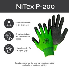 ADVANCED GLOVES – NiTex P-12 Nylon Nitrile Gloves, Breathable Nitrile Foam Coated Utility Gloves for Insulated Grip, Green, 3-Pair, Medium