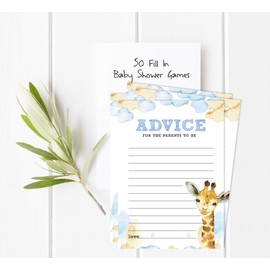 Inkdotpot 50 Advice Cards For Baby Shower Game Giraffe Jungle Animals Advice For New Mom & Dad Boy Or Girl Party Supplies