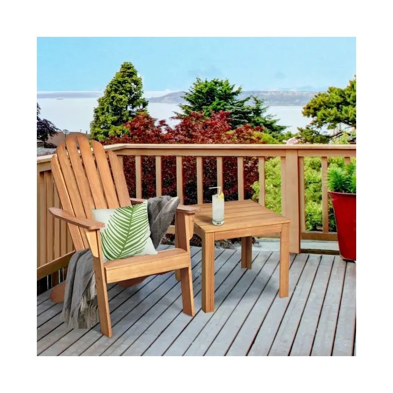 Wooden Outdoor Lounge Chair Teak Rustic Design Ergonomic Garden Chair