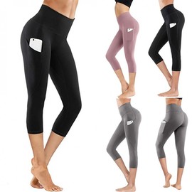 2022 Summer New High-Waist Capri Yoga Leggings for Sports & Fitness - Trendy Influencer Style Hip-Shaping L / Gray 5ea