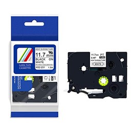 1PCS for Brother Label Tape Black on White 11.7mm HS2-231 HSe231 Printer Ribbon Compatible for Brother HSe Shrink Label Printers