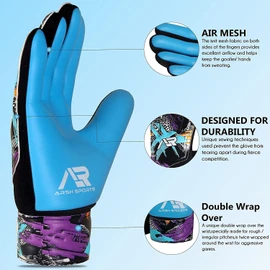 Arsh Sports Goalkeeper Gloves for Kids,Youth and Adult Football Soccer Goalie Gloves with 4-mm Latex Double Wrist Protection (Cyan New, Size 2 Suitable for 4 to 5 Year Old)