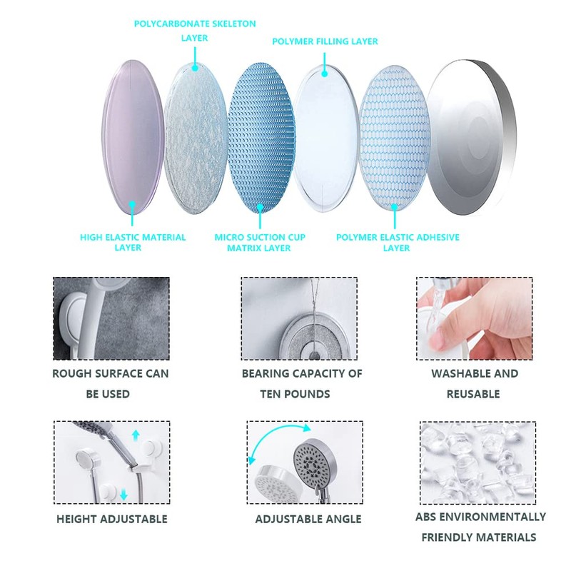 RtottiM Suction Shower Head Holder Adjustable Vacuum Handheld Shower Bracket