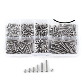 WINGONEER 230Pcs M2 304 Stainless Steel Allen Hex Drive Button Head Socket Cap Bolts Screws Nuts Assortment Kit (M2)