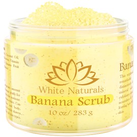 White Naturals- Exfoliante corporal orgánico de plátano, exfoliante facial y corporal con sales hidratantes y exfoliantes, combate las estrías        