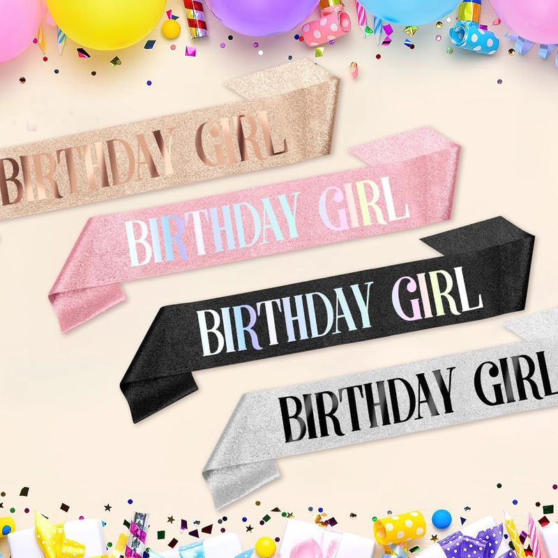 Black Birthday Girl Sash for Women - Birthday Decorations