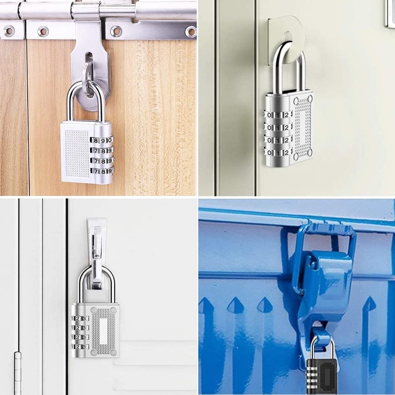 BeskooHome 2 Pack Combination Padlocks, Resettable 4-Digit Gym Locker Padlocks,