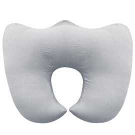 MOIICARE Muslin Nursing Pillow for Breastfeeding, 100% Cotton Cover Original Plus Size Breastfeeding Pillows for More Support for Mom and Baby, Removable Muslin Cover, Slate