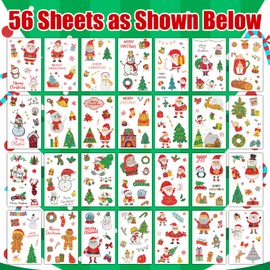 Cerlaza 616 Pcs Christmas Temporary Tattoos for Kids, Christmas Fake Tattoo stickers for Stocking Stuffers, Merry Christmas Decorations Tattoos Holiday Birthday Party Favors (Glitter)