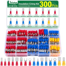 300 pieces 0.5-6.0 mm² cable lugs set, Bolatus 16 type cable connector assortment, cable connector car, crimp connector, electric, butt connector assortment set